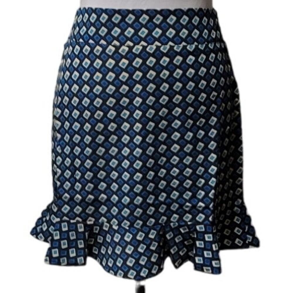 Band of the Free Geometric‎ Ruffle Mini Skirt Womens Size S Retro Office Siren